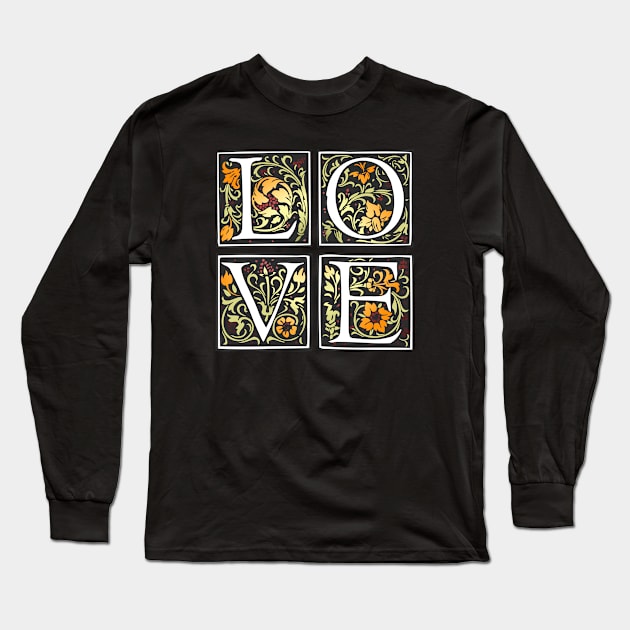 Simple Vintage Retro Floral Love Valentine Typography Long Sleeve T-Shirt by Jasmine Anderson